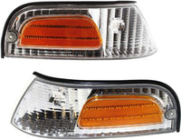 Set Of 2 Front Corner Light Lens And Housing Side Marker Lamp Left Driver & Right Passenger Side Direct Replacement Compatible With 1998-2011 Ford Crown Victoria FO2521147 FO2520147