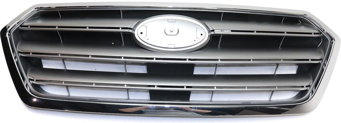 Front Grille Painted Silver Shell with Gray Insert With Chrome Trim Direct Replacement Compatible With 2015-2017 Subaru Legacy SU1200162 91121AL00A