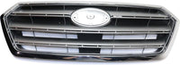 Front Grille Painted Silver Shell with Gray Insert With Chrome Trim Direct Replacement Compatible With 2015-2017 Subaru Legacy SU1200162 91121AL00A