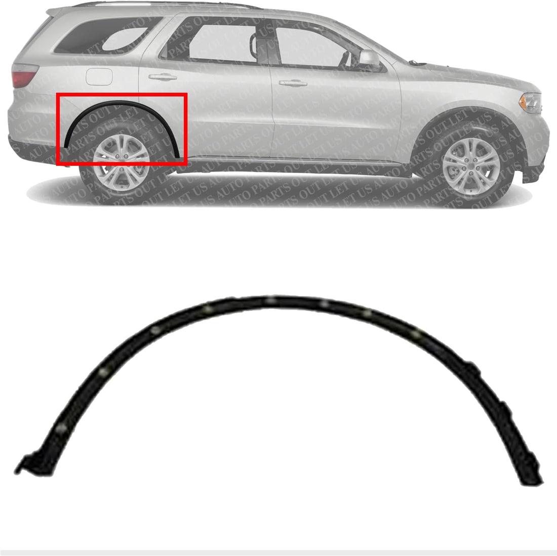 Rear Wheel Opening Molding Textured Right Passenger Side Direct Replacement Compatible with 2011-2022 Dodge Durango CH1791105 57010618AH