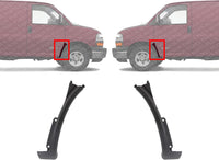 Set Of 2 Front Wheel Opening Molding Lower Extension Primed Left Driver & Right Passenger Side Direct Replacement Compatible With 1996-2023 Chevrolet Express/GMC Savana GM1243108