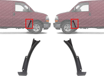 Set Of 2 Front Wheel Opening Molding Lower Extension Primed Left Driver & Right Passenger Side Direct Replacement Compatible With 1996-2023 Chevrolet Express/GMC Savana GM1243108