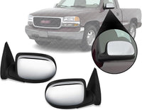 Set Of 2 Front Power Mirrors Manual Folding Non-Heated Chrome Left Driver & Right Passenger Side Direct Replacement Compatible With 1999-2002 Chevrolet Silverado/GMC Sierra GM1320174
