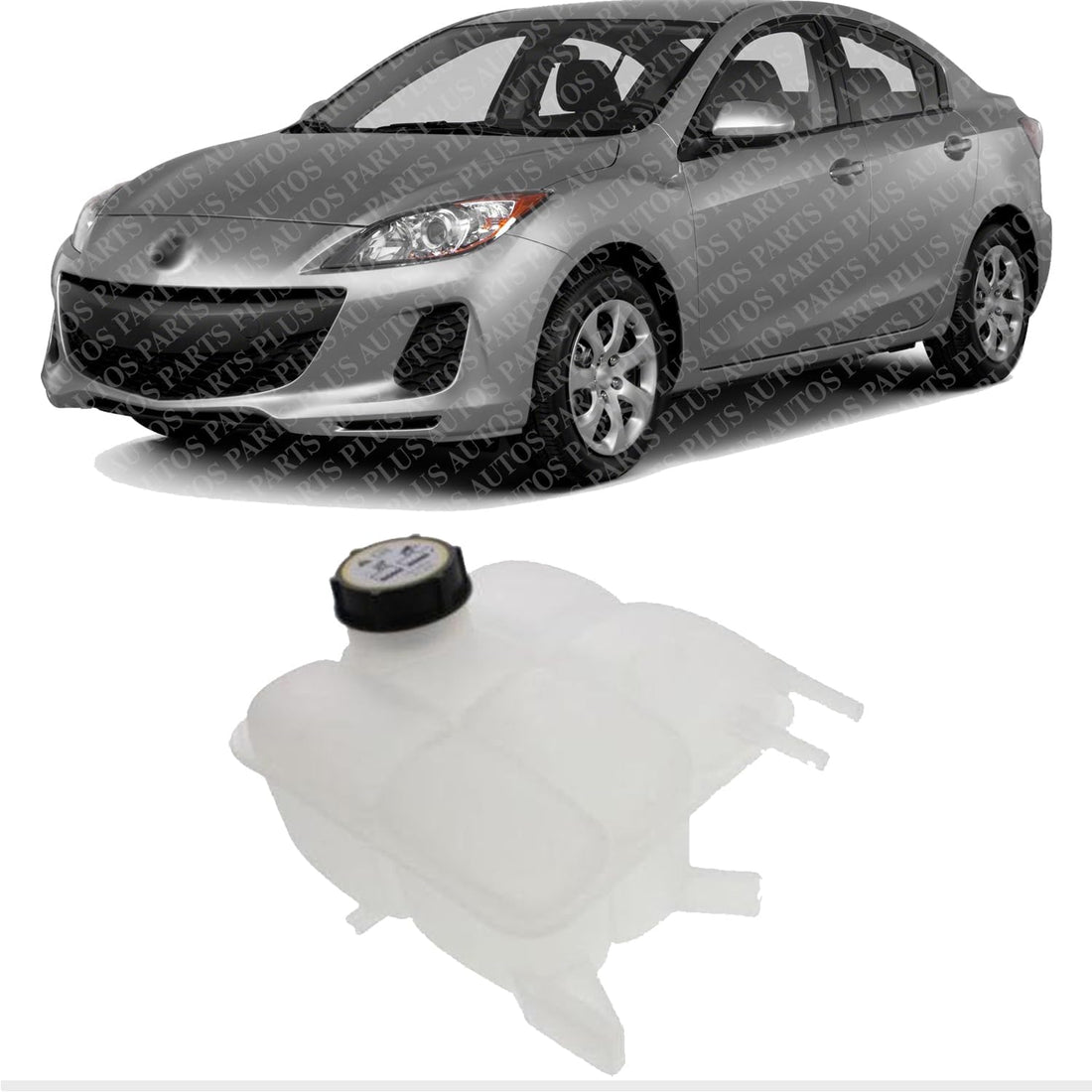 Front Coolant Reservoir Tank With Cap Direct Replacement Compatible With 2004-2013 Mazda 3 MA3014111 LF8B15350B-PFM