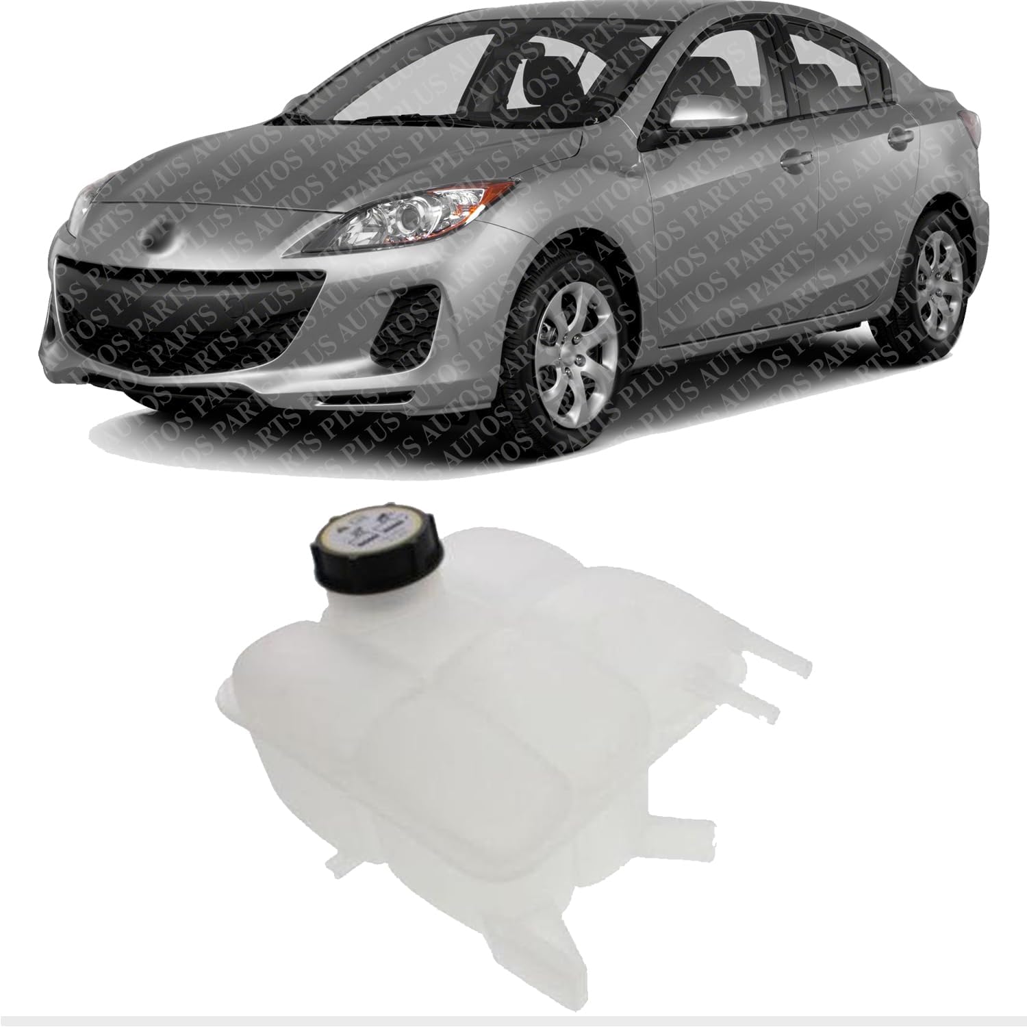Front Coolant Reservoir Tank With Cap Direct Replacement Compatible With 2004-2013 Mazda 3 MA3014111 LF8B15350B-PFM