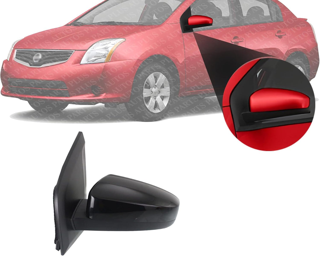 Front Power Mirror Non-Folding Non-Heated Primed Plastic Left Driver Side Direct Replacement Compatible With 2007-2012 Nissan Sentra NI1320167 96302ET01E