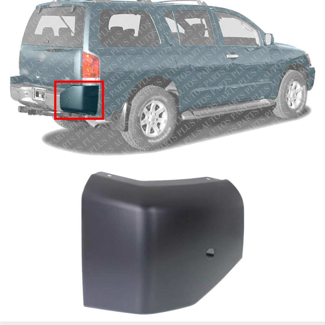 Rear Bumper End Cap Right Passenger Side Direct Replacement Compatible With 2004 Nissan Pathfinder / 2005-2007 Armada NI1117101 850247S520