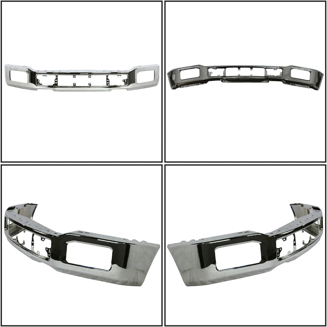 Front Bumper Face Bar Chrome Steel With Fog Light Holes Dricet Replacment Compatible With 2018-2020 Ford F-150 Pickup FO1002430 JL3Z17757A