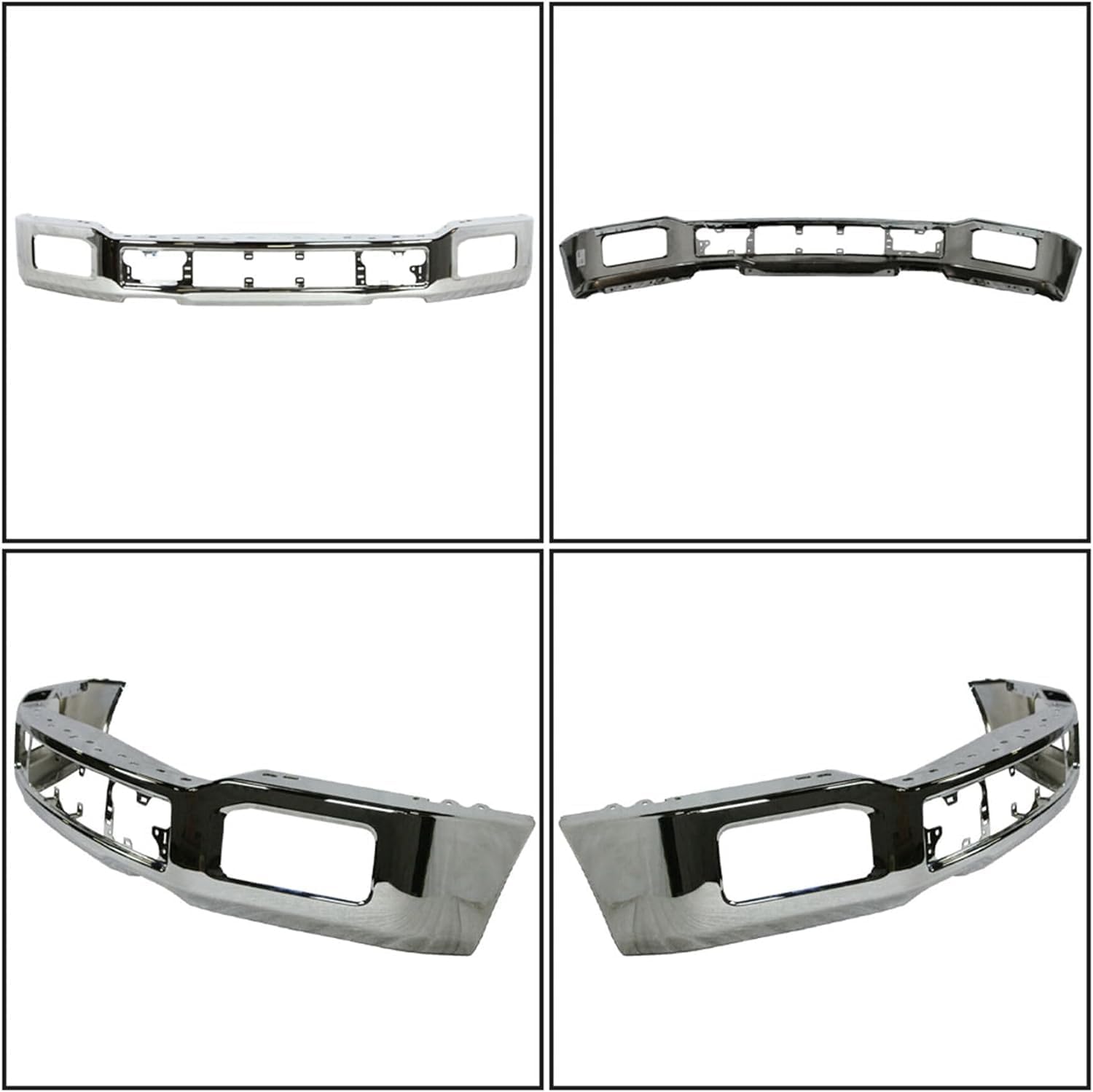 Front Bumper Face Bar Chrome Steel With Fog Light Holes Dricet Replacment Compatible With 2018-2020 Ford F-150 Pickup FO1002430 JL3Z17757A