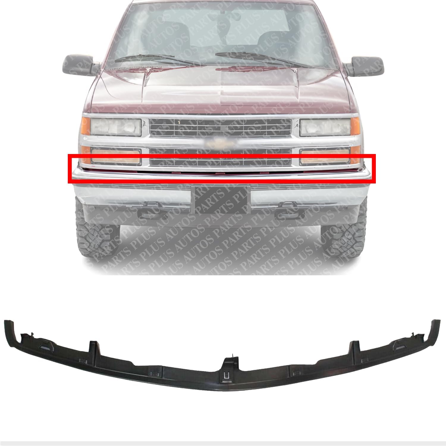 Front Bumper Center Filler Primed Direct Replacement Compatible With 1994-2002 Chevrolet Blazer GM1087180 12376285