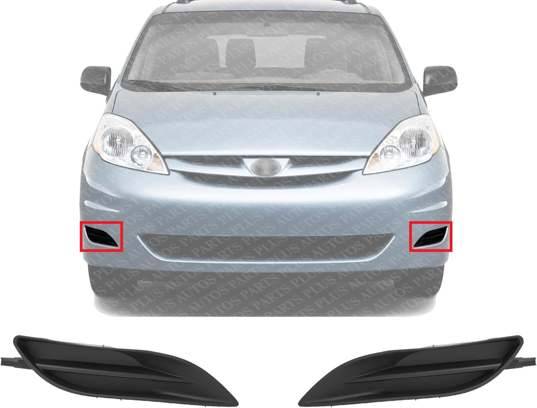 Set Of 2 Front Fog Light Cover Primed Right Passenger & Left Driver Side Direct Replacement Compatible With 2006-2010 Toyota Sienna TO1089115 TO1088115 52127AE020 52128AE020