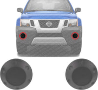 Set Of 2 Front Fog Light Cover Textured Plastic Right Passenger & Left Driver Side Direct Replacement Compatible With 2005-2015 Nissan Xterra / 2013-2021 Frontier NI1038135 62256EA000