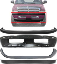 Front Bumper Primed Steel + Upper + Valance Textured + Lower Cover Direct Replacement Compatible with 1994-2001 Dodge Ram 1500/1994-2002 Ram 2500 3500 CH1000160 CH1002173 CH1002259