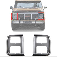 Set Of 2 Front Headlight Door Bezel Chrome Left Driver & Right Passenger Side Direct Replacement Compatible With 1985-1991 Chevrolet & GMC G-Series GM2513124 GM2512124 15596118