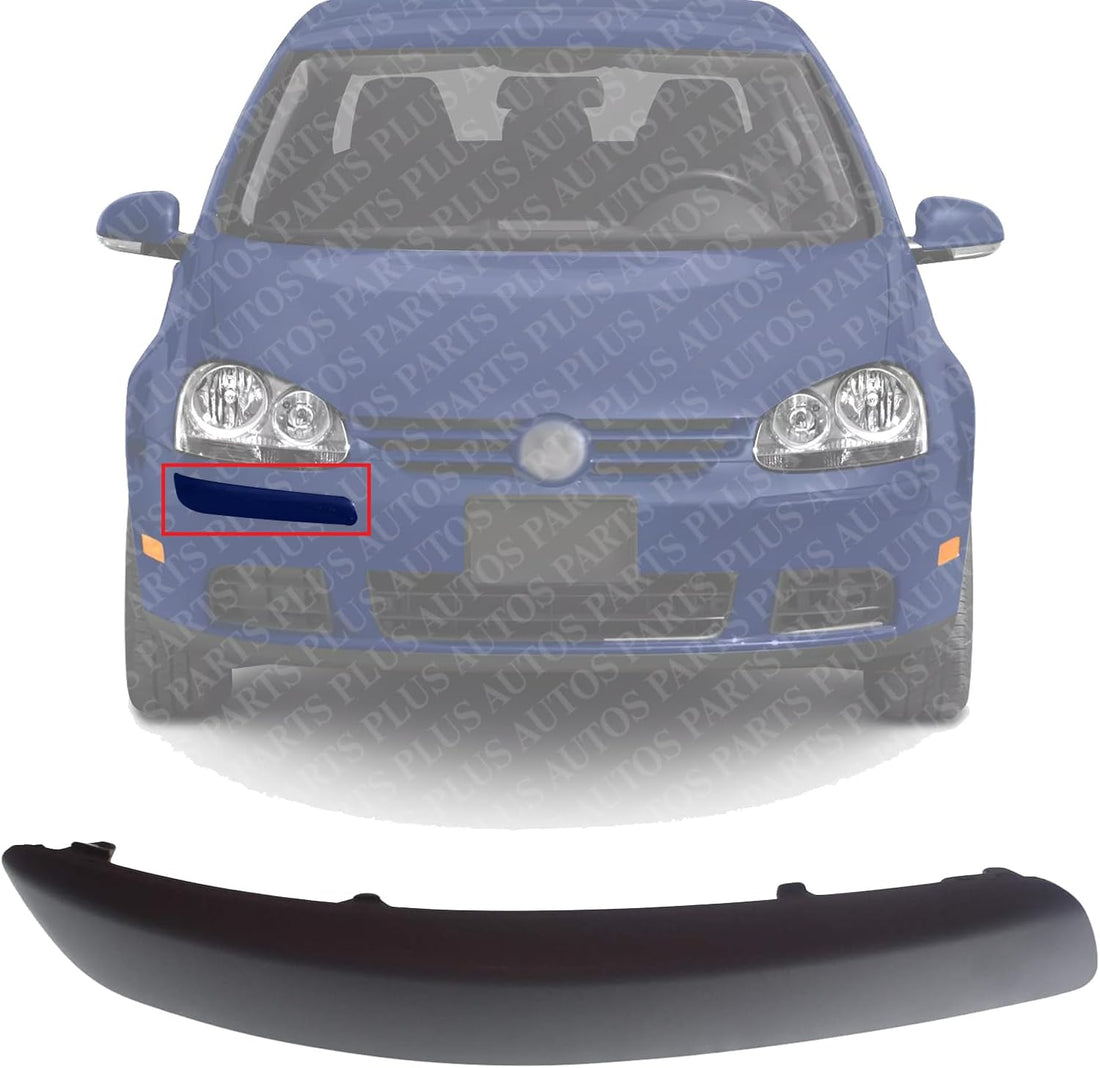 Front Bumper Molding Primed-Gray Right Passenger Side Direct Replacement Compatible With 2006-2009 Volkswagen Rabbit VW1047103 1K0807655AGRU