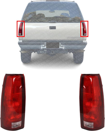 Set Of 2 Tail Light Lens And Housing Right Passenger & Left Driver Side Direct Replacement Compatible With 1988-2000 Chevrolet & GMC C/K-Series 5977868-PFM 5977867-PFM