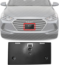 Front License Plate Bracket Textured Plastic with Auto Cruise Control Direct Replacement Compatible with 2017-2018 Hyundai Elantra HY1068105 86519F2020