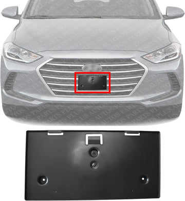 Front License Plate Bracket Textured Plastic with Auto Cruise Control Direct Replacement Compatible with 2017-2018 Hyundai Elantra HY1068105 86519F2020