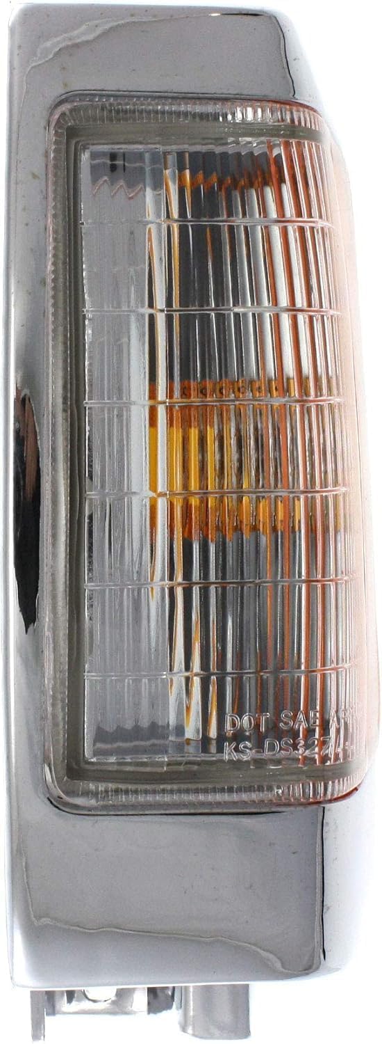 Set Of 2 Front Corner Lamp Assembly With Chrome Trim Right Passenger & Left Driver Side Direct Replacement Compatible With 1990-1997 Nissan Pickup NI2551107 NI2550107 B611088G00