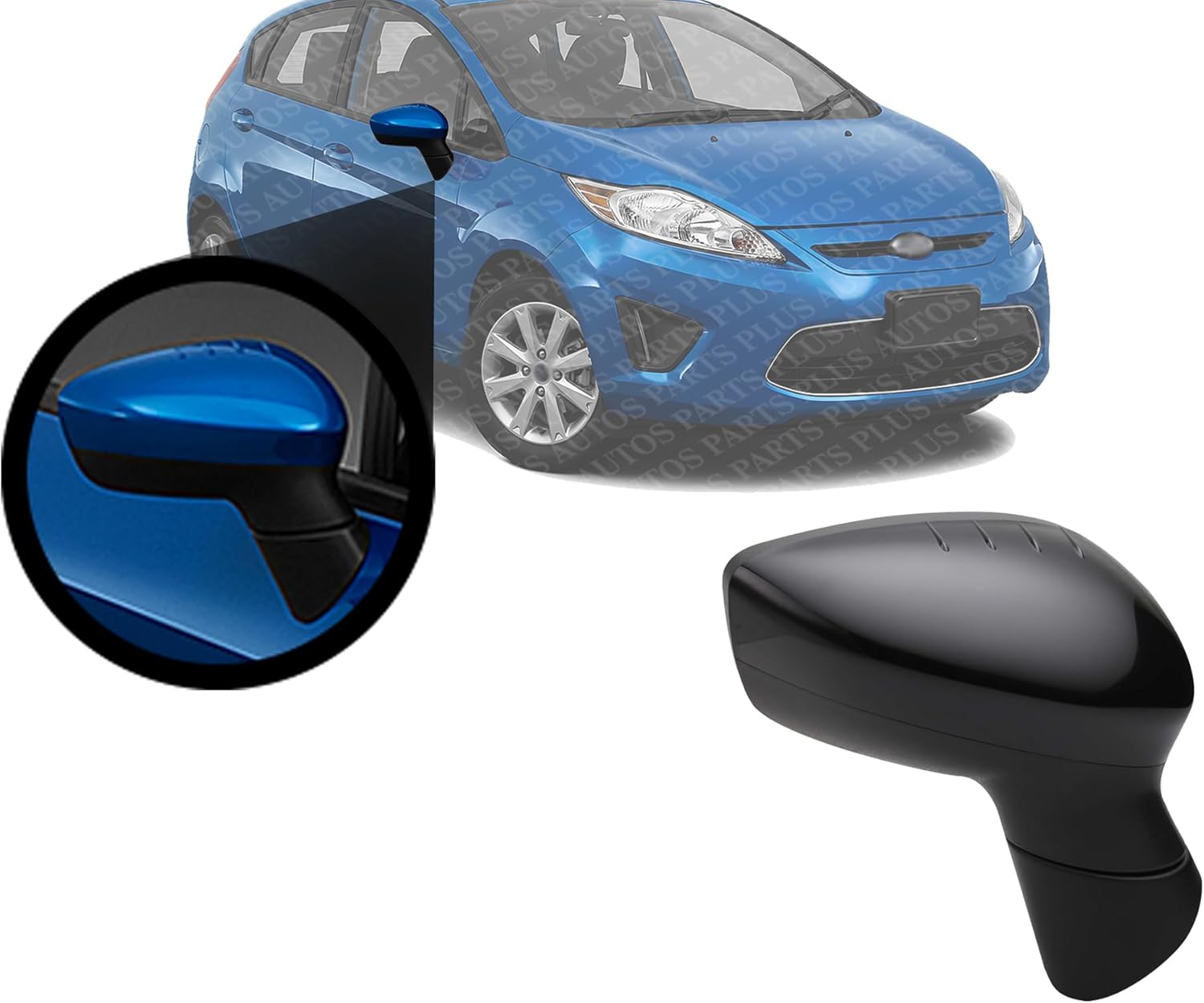 Front Power Mirror Manual Folding Non-Heated Primed Right Passenger Side Direct Replacement Compatible With 2011-2019 Ford Fiesta FO1321458 AE8Z17682B-PFM