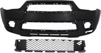 Front Bumper Cover Primed Plastic + Lower Grille Direct Replacement Compatible With 2011-2012 Mitsubishi Outlander/RVR