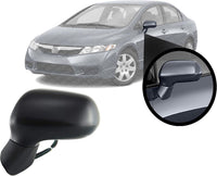 Front Power Mirror Manual Folding Heated Primed Left Driver Side Direct Replacement Compatible With 2006-2011 Honda Civic HO1320221 76250SNEA01
