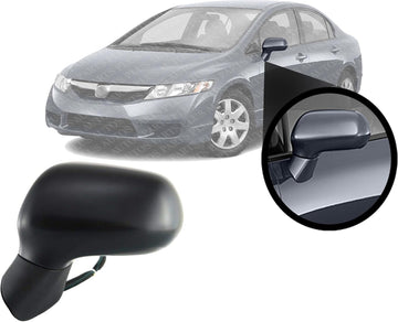 Front Power Mirror Manual Folding Heated Primed Left Driver Side Direct Replacement Compatible With 2006-2011 Honda Civic HO1320221 76250SNEA01