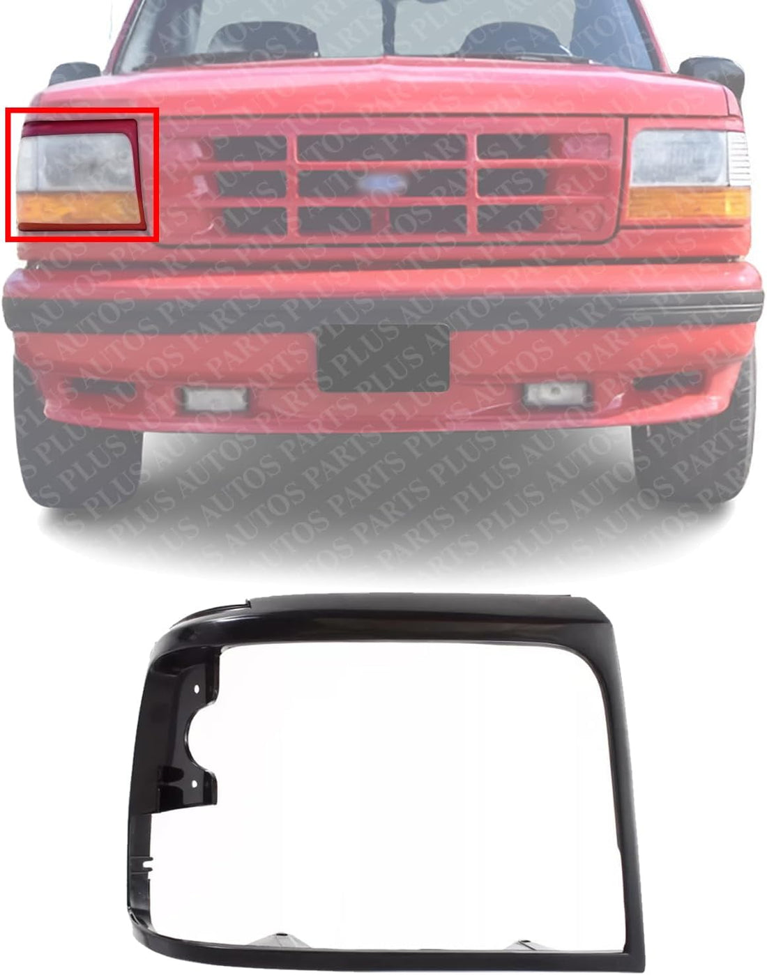 Front Head Light Door Bezel Primed Right Passenger Side Direct Replacement Compatible With 1992-1997 Ford F-Series FO2513135 F3TZ13064AAA