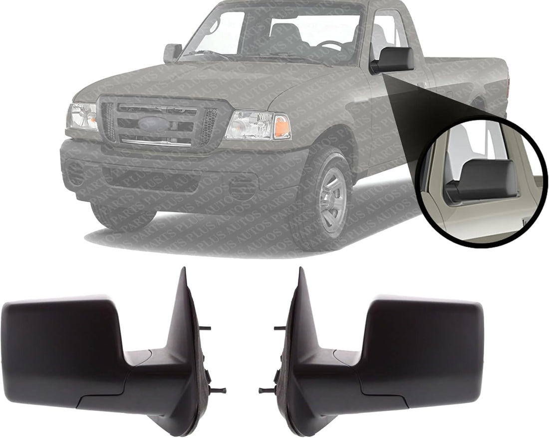 Set Of 2 Front Power Mirror Manual Folding Non-Heated Textured Left Driver & Right Passenger Side Direct Replacement Compatible With 2006-2011 Ford Ranger FO1320282 FO1321282