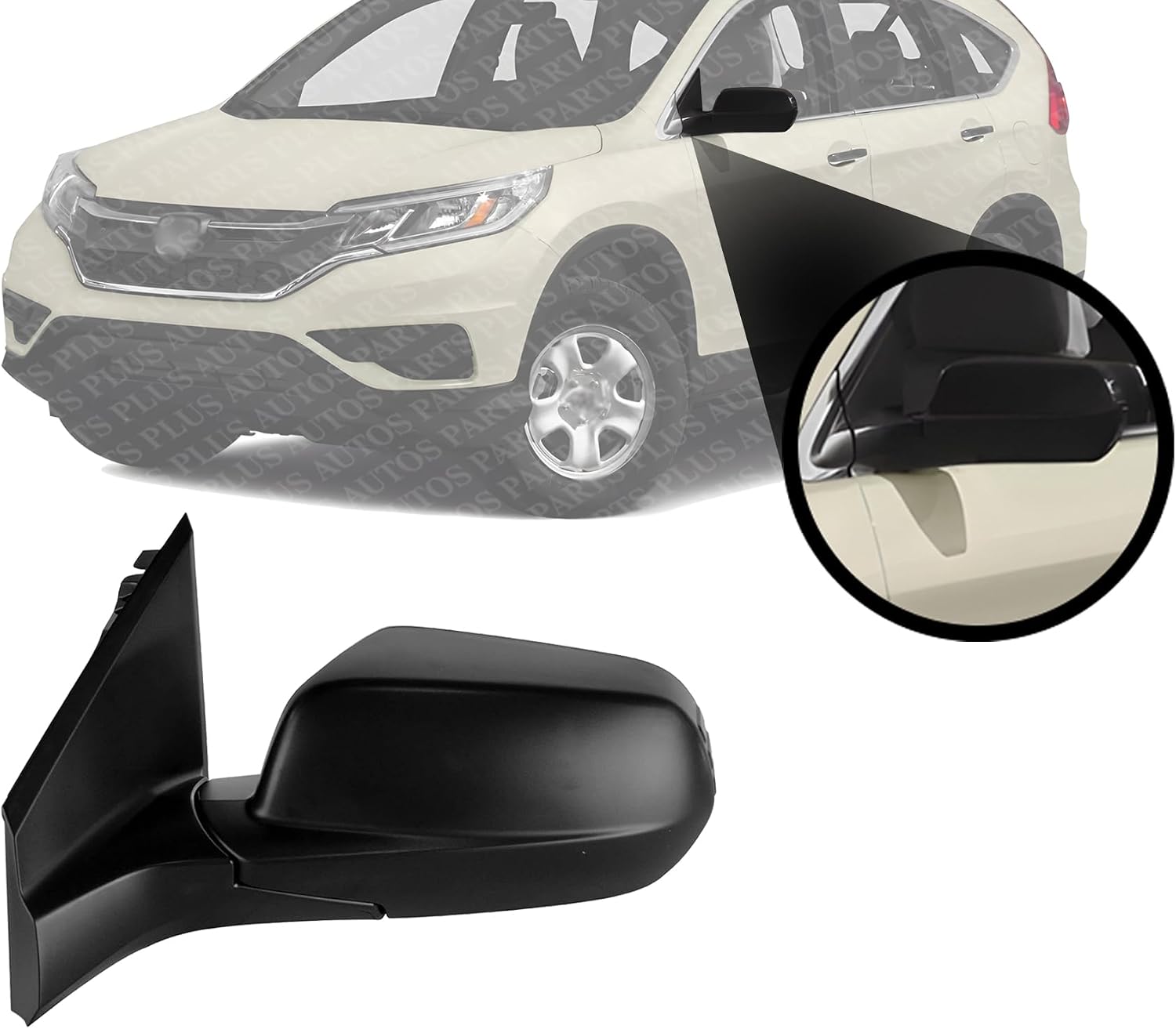 Front Power Mirror Manual Folding Non-Heated Textured Without Signal Light Left Driver Side Direct Replacement Compatible With 2012-2016 Honda CR-V HO1320270 76250T0AA02 76250T0AA01
