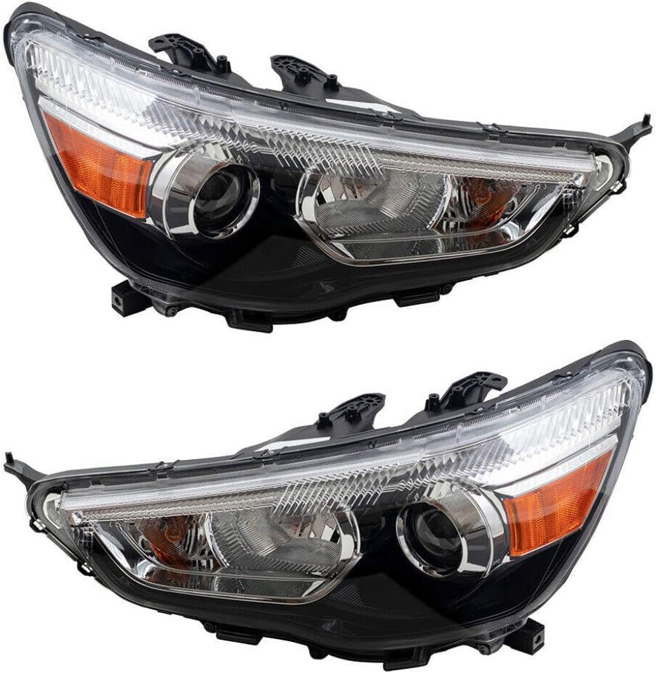 Set Of 2 Front Head Light Assembly Halogen Right Passenger & Left Driver Side Direct Replacement Compatible With 2011-2019 Mitsubishi Outlander Sport/RVR MI2503160 MI2502160