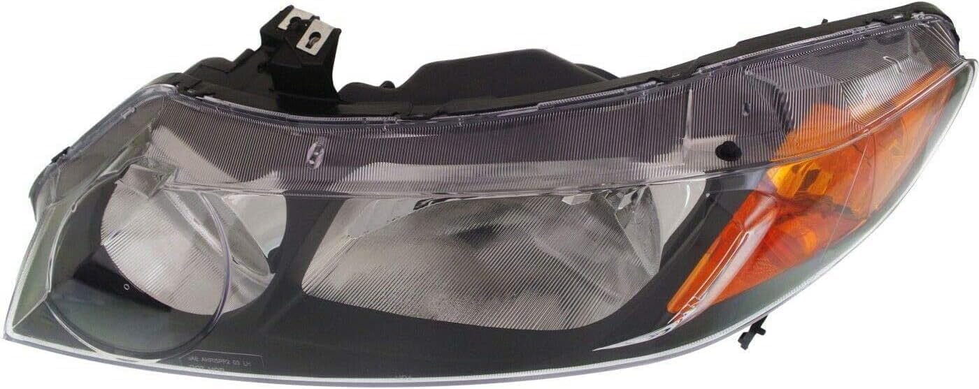 Set Of 2 Front Headlight Lens And Housing Right Passenger & Left Driver Side Direct Replacement Compatible With 2006-2008 Honda Civic HO2502125 HO2503125 33101SNAA02 33151SNAA02