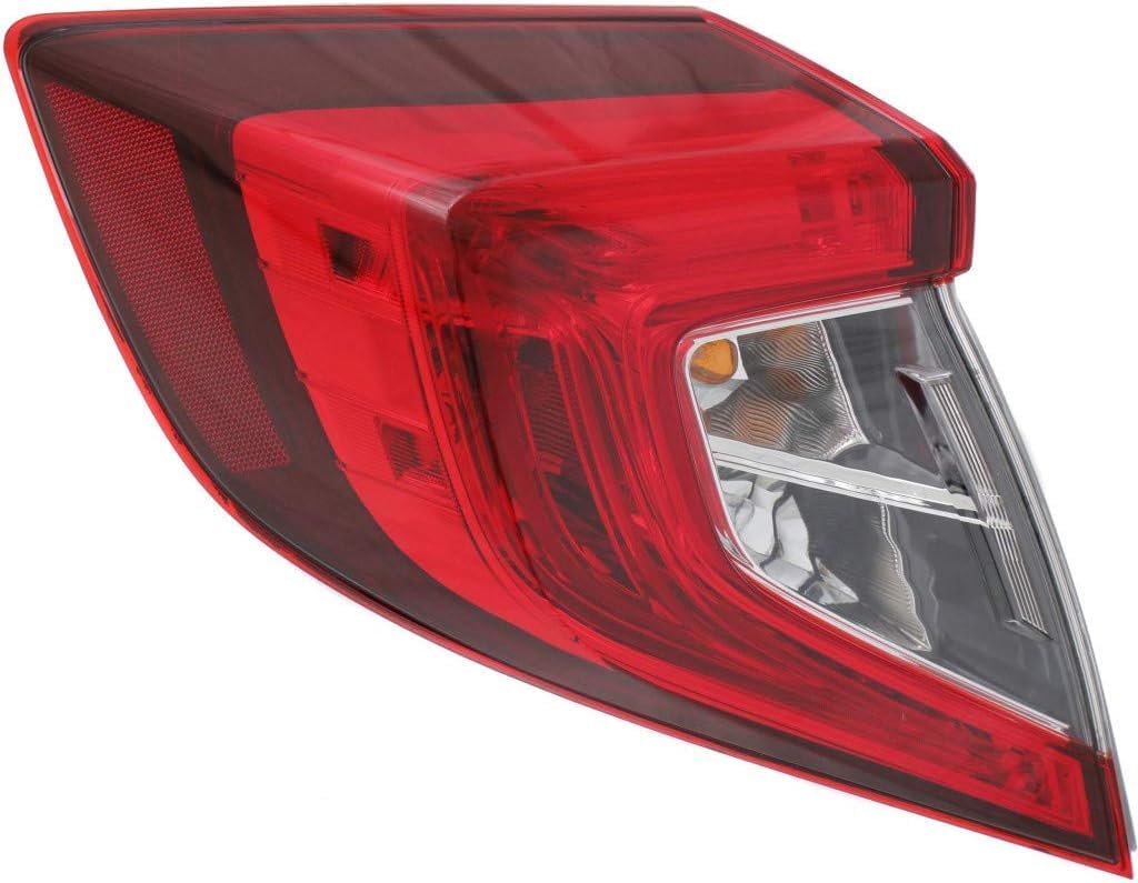Set Of 2 Tail Light Outer Assembly Right Passenger & Left Driver Side Direct Replacement Compatible With 2016-2021 Honda Civic HO2805110 HO2804110 33500TBAA01 33550TBAA01