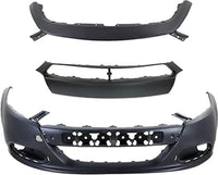 Front Bumper + Upper Cover + Molding Primed Direct Replacement Compatible With 2013-2016 Dodge Dart CH1000A09 CH1014106 CH1044110 1UT51TZZAA 1TS71TZZAF 1WC26TZZAC