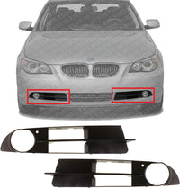 Set Of 2 Front Fog Light Molding Primed Right Passenger & Left Driver Side Direct Replacement Compatible With 2004-2007 BMW 5-Series BM1039109 BM1038109 51117049244 51117049243