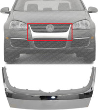 Front Grille Lower Molding Chrome Plastic Direct Replacement Compatible With 2005-2010 Volkswagen Jetta VW1210100 1K5853761A2ZZ