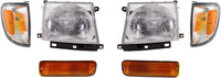 Front Head Light + Corner & Signal Lamp Set Of 6 Left Driver & Right Passenger Side Direct Replacement Compatible With 1998-2000 Toyota Tacoma TO2503120 TO2502120 TO2520155 TO2521155