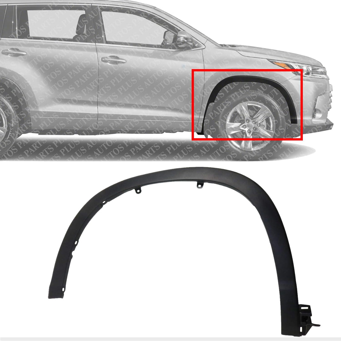 Front Wheel Arch Fender Trim Molding Primed Right Passenger Side Direct Replacement Compatible With 2014-2019 Toyota Highlander TO1291105 750850E010