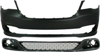 Front Bumper Cover Primed With Fog Light Holes + Lower Grille Textured Gray Direct Replacement Compatible With 2011-2020 Dodge Grand Caravan CH1000A02 CH1036115 68088966AA 68100690AA