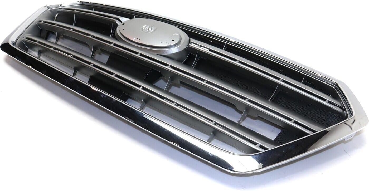 Front Grille Painted Silver Shell with Gray Insert With Chrome Trim Direct Replacement Compatible With 2015-2017 Subaru Legacy SU1200162 91121AL00A