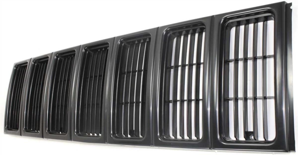 Front Header Panel Thermoplastic + Grille + Headlight Door Bezel Direct Replacement Compatible With 1997-2001 Jeep Cherokee CH1220115 CH1200208 CH2513157 CH2512157 55055233AF