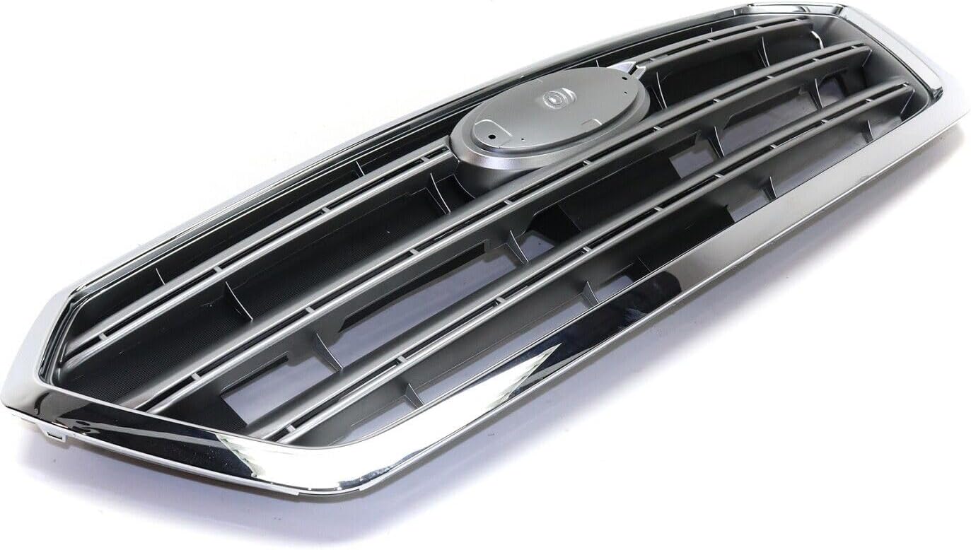 Front Grille Painted Silver Shell with Gray Insert With Chrome Trim Direct Replacement Compatible With 2015-2017 Subaru Legacy SU1200162 91121AL00A