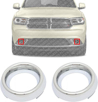 Set Of 2 Front Fog Light Molding Chrome Left Driver = Right Passenger Side Direct Replacement Compatible With 2014-2020 Dodge Durango CH1038161 5113680AA