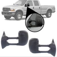 AUTOS PARTS PLUS Set Of 2 Front Manual Towing Mirror Manual Folding Non-Heated Textured Left Driver & Right Passenger Side Direct Replacement Compatible With 1999-2007 Ford F-Series Super Duty
