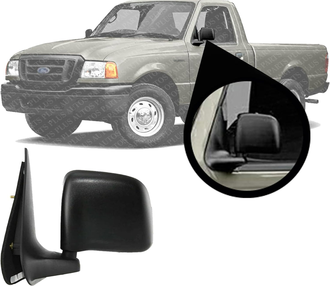 Front Mirror Manual Folding Non-Heated Textured Left Driver Side Direct Replacement Compatible With 1993-2005 Ford Ranger / 1994-2002 Mazda FO1320156 F87Z17683SAB