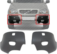 Set Of 2 Front Bumper End Cap With Fog Light Hole Primed Left Driver & Right Passenger Side Direct Replacement Compatible With 2003-2006 Volvo XC90 VO1017101 VO1016101 86483351