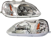 Set Of 2 Front Headlights Lens And Housing Right Passenger & Left Driver Side Direct Replacement Compatible With 1999-2000 Honda Civic HO2502113 HO2503113 33151S01A02 33101S01A02