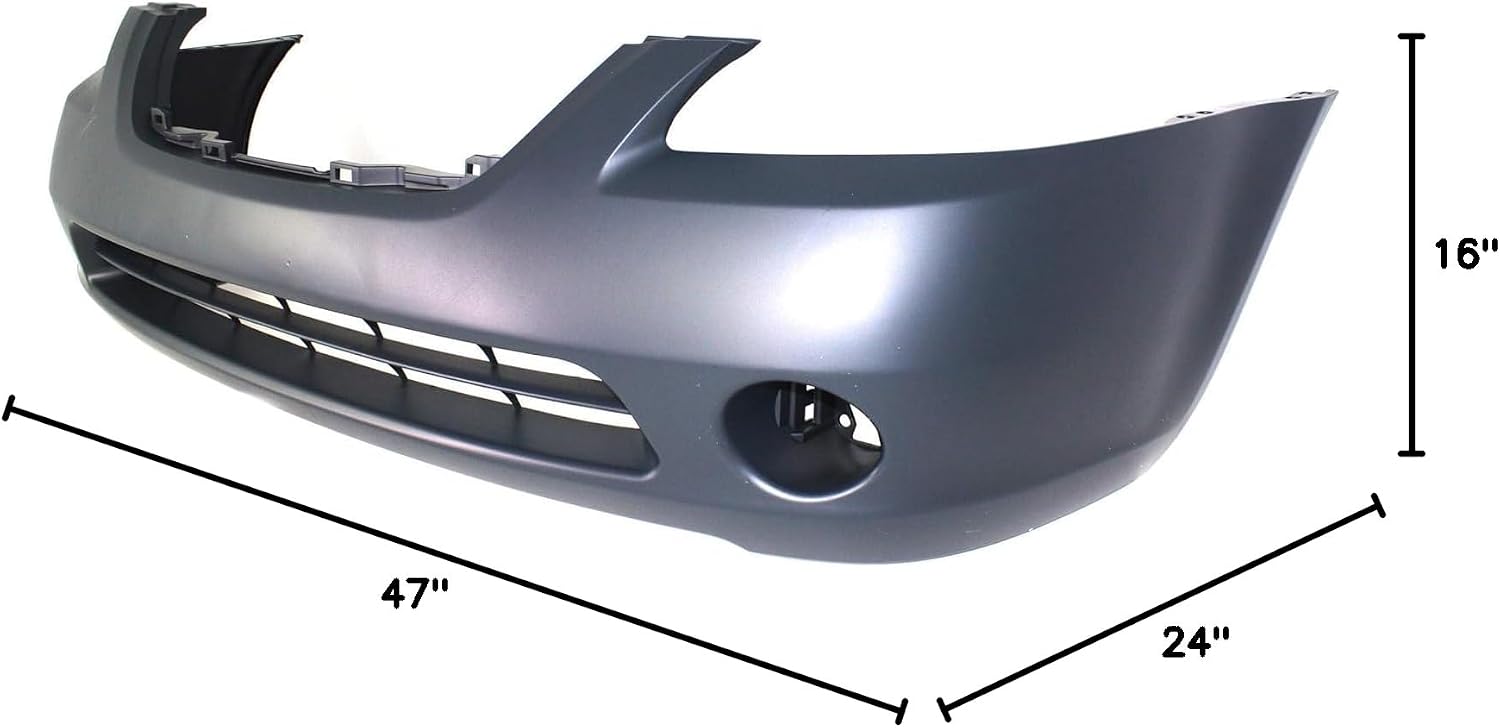 Front Bumper Cover Primed With Fog Light Holes Direct Replacement Compatible With 2002-2004 Nissan Altima NI1000193 620228J040
