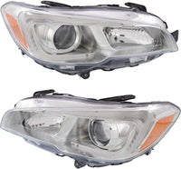 Front Bumper Cover Primed Plastic + Upper & Lower Grille + Headlight + Fog Lights Cover + Signal Lamp Left & Right Side Direct Replacement Compatible With 2015-2017 Subaru WRX