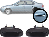 Set Of 2 Rear Exterior Door Handle Smooth Black Plastic Without Keyhole Right Passenger & Left Driver Side Direct Replacement Compatible With 1996-2000 Honda Civic HO1521101 HO1520101